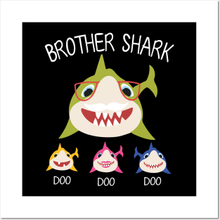 Sharks Swimming Together Happy Father Day Brother Shark Doo Doo Doo Sister Cousin Posters and Art